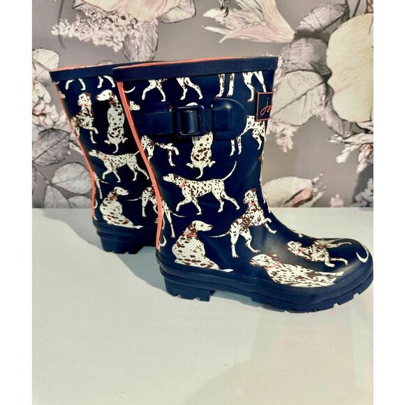 Joules Navy Dalmatian Molly Wellingtons Boots - Picture 7 of 16